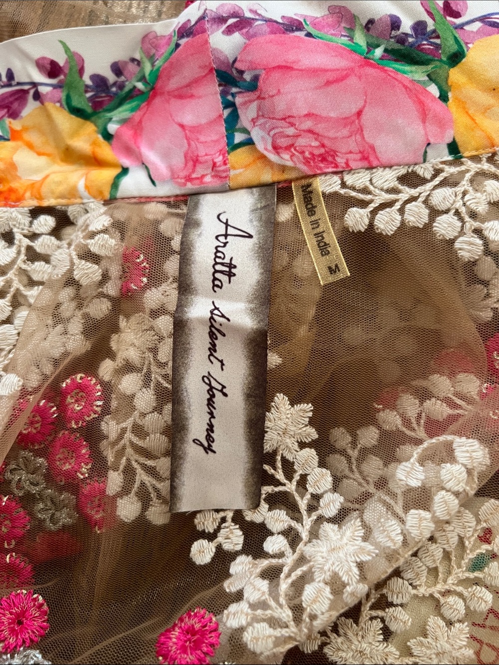 Aratta Blossom Floral Sheer Duster with Pink Sash - Picture 7 of 12